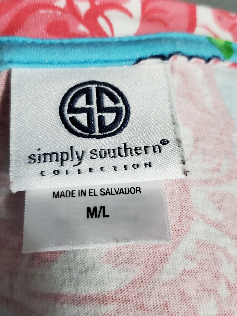 Simply Southern Turquoise & Pink Floral Tee Shirt Dress Women's Size M/L - Picture 5 of 6